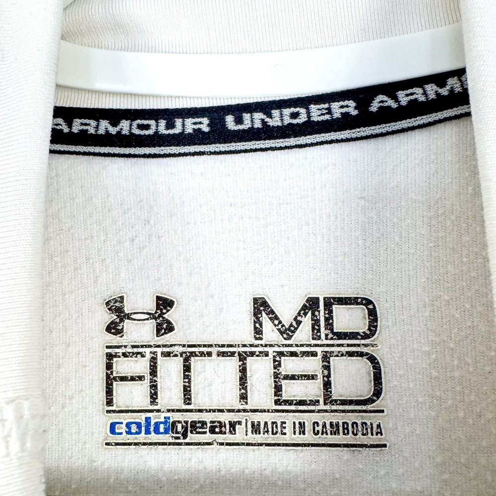 Under Armour ColdGear Golf Shirt Mens Medium White Mock‎ Neck Base Layer Outdoor - Picture 4 of 10